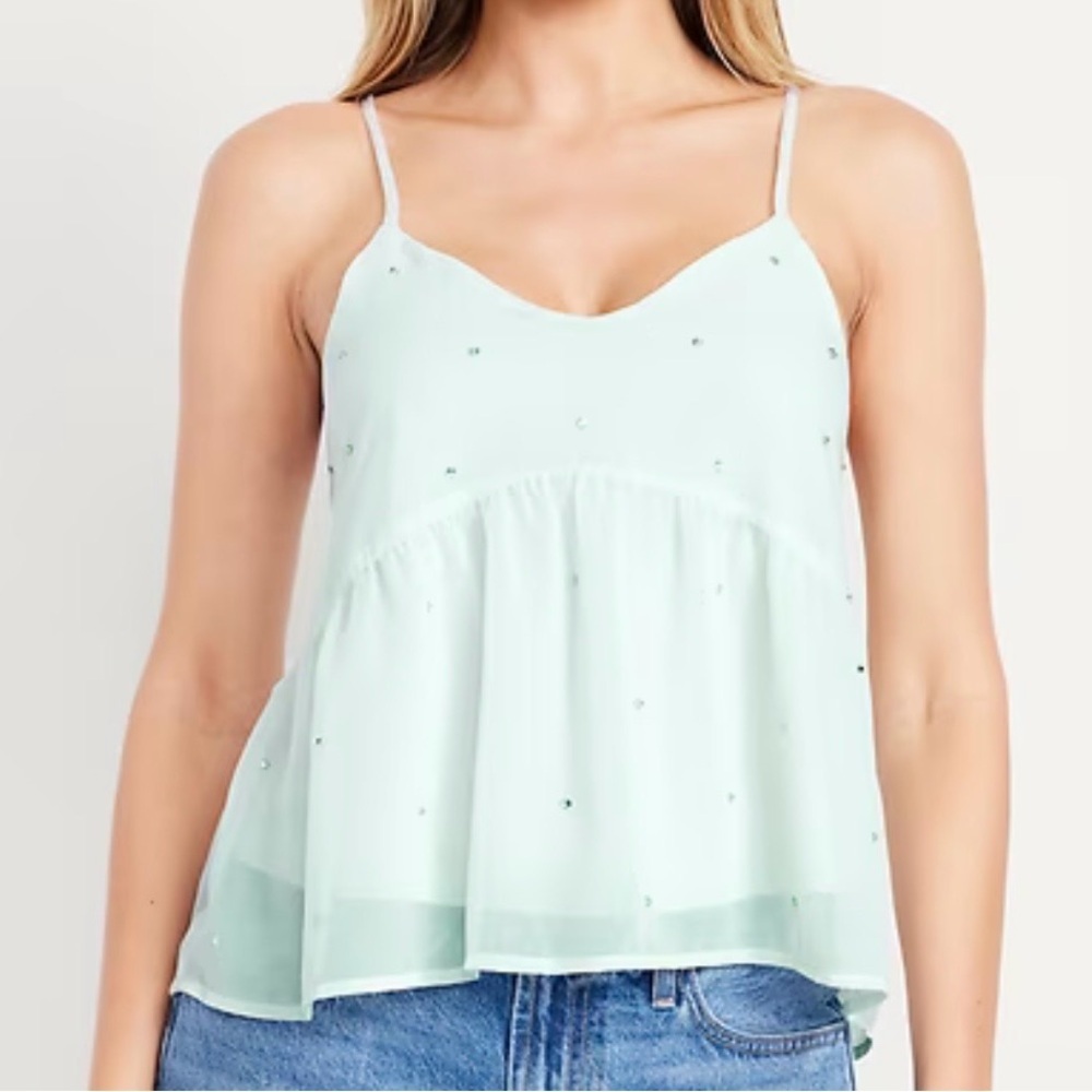 Old Navy Mint Green w/Rhinestones Women's Top NWT